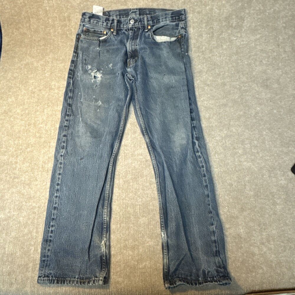 Levi's Men's Size 36 X 32 Zip Up Five Pocket 505 Straight Leg Jeans Thrashed